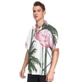 thumbnail image 2 of Ckdifva Flamingo with Palm Trees Mens Button Down Short Sleeve Shirt Casual Shirts Beach Hawaiian Shirts, 2 of 8