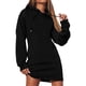 thumbnail image 2 of Vestidos de mujer Wancir Otoño Invierno 2024 Casual Manga Larga Cordón Plisado Sudadera con Capucha Suéter Túnica Mini Vestido, 2 of 8