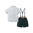 thumbnail image 2 of CARETOO Toddler Boy Outfits Short Sleeve Button Shirts Bowtie Suspender Shorts Formal Clothes 1-5T, 2 of 14