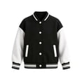 thumbnail image 4 of Lutiedan Kids Varsity Baseball Bomber Jacket Boys Girls Long Sleeve Button down Jackets Unisex School Uniform Jackets Size 1-15, 4 of 7