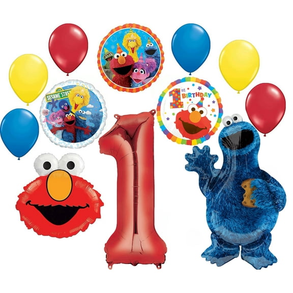 Sesame Street Party Supplies 1st Birthday Cookie Monster Elmo and Friends Balloon Bouquet