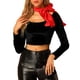 thumbnail image 5 of INSPIRAR CHIC Blusas Cortas de Terciopelo de Manga Larga Off Shoulder Sólidas XL Negros, 5 of 7