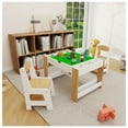 thumbnail image 2 of LEGO Compatible Play Table & Chairs Set - 2-in-1 Kids Activity Table with Storage - White, 2 of 8