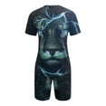 thumbnail image 2 of MAWCLOS Pyjama pour Hommes Deux Pièces Tenue d'Intérieur Ensemble de Pyjama à Manches Courtes Taille Élastique Rue 2 Pcs Survêtement #9 m, 2 of 4