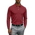 thumbnail image 7 of GrmtClth Relax Fit Moisture Wicking Lapel Collar Polo Pullover, Long Sleeve Three Button Neck Breathable Daily Walking Mens Business Tops Wine M, 7 of 7