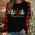 thumbnail image 2 of Frostluinai Ugly Christmas Sweaters For Women Funny Cute Printed Plus Size Pullover Shirt Christmas Clearance Items For Women Long Sleeve Christmas Print Splicing Crew Neck Pullover T-Shirt Tops, 2 of 9