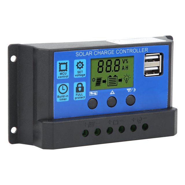Solar Panel Controller, Dual USB Output Solar Panel Controller, Ultra-low Heat Generation Dual USB Output 12V/24V 30A For Industry Family ANGGREK Solar Battery Charge Controller