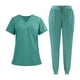 thumbnail image 4 of Conjunto de uniforme exfoliante para mujer, ropa de trabajo, cuello en V transpirable y pantalones deportivos para tienda de mascotas Verde, 4 of 10