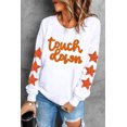thumbnail image 2 of Women's Beige Star Sleeve Glittering Touch Down Patched Pattern Sweatshirt - [ZhiHiMeRi] | (US 20-22)2XL, 2 of 6