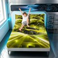 thumbnail image 3 of Erosebridal Race Car King Sheets, Speed Light Bedding, Yellow Gold 4-Piece (1 Flat Sheet, 1 Fitted Sheet and 2 Pillowcases), 3 of 6