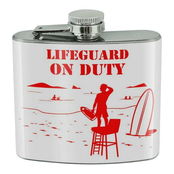 Lifeguard On Duty Stainless Steel 5oz Hip Drink Kidney Flask