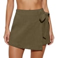 thumbnail image 2 of ZHOGXU Women Skirt Summer High Waist Lace Up Solid Color A Line Fashion Comfortable Skirt For Casual Daily Wear,Green,L, 2 of 5