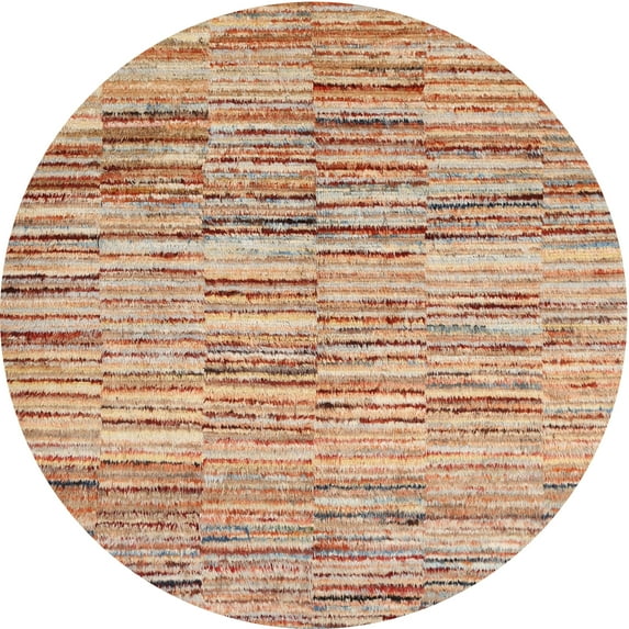 Ahgly Company Machine Washable Indoor Round Contemporary Brown Area Rugs, 7' Round