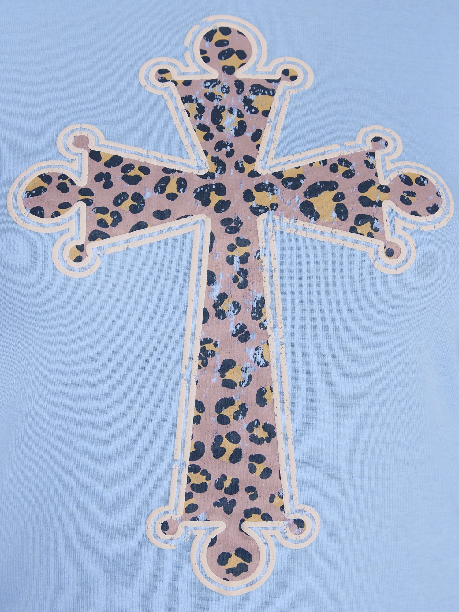 Junior's Graphic Baby Tee, Leopard Cross, Sizes XXS-XXL