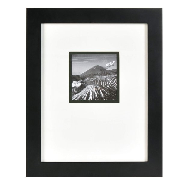 Pinnacle Frames and Accents 11x14 Black Wood Wall Double Mat for 5x5