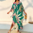 thumbnail image 4 of Swimsuit Coverup for Women Beach Kaftan Dress Bathing Suit Cover Up Summer Long Gauze Swim Cover Ups Vacation Outfits Army Green One Size, 4 of 5