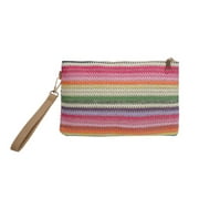 Yucurem Women Envelope Bag Colourful Hand-woven Beach Clutch Bag for Shopping (E)