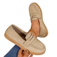 thumbnail image 4 of Wensltd Women's Loafers Slip On Flat Shoes Suede Upper Spring Autumn Daily Soft Walking Shoes Beige, 4 of 9