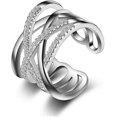 thumbnail image 1 of Ring female line with diamond tail ring Simple middle finger silver index finger ring, 1 of 4