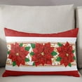 thumbnail image 3 of Red Poinsettia Throw Pillow Cover, Seasonal Winter Christmas Floral Rectangle Decorative Pillow Case Protector Soft Cushion Cover Lumbar Pillowcase for Couch Sofa Bedroom Car Chair Decor 16x24 Inch, 3 of 8