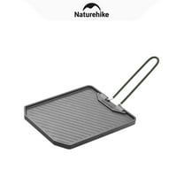 Naturehike, Non-stick skillet, square grill frying pan for camping, outdoor portable frying pan, cast aluminum, movable folding handle