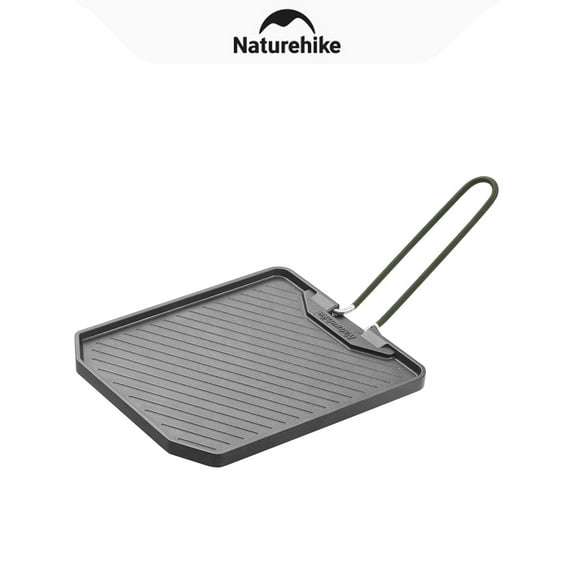 Naturehike, Non-stick skillet, square grill frying pan for camping, outdoor portable frying pan, cast aluminum, movable folding handle