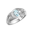 thumbnail image 4 of RYLOS Men's Rings Sterling Silver Rings Classic Designer Style 8X6MM Oval Gemstone & Diamond Ring Aquamarine March Birthstone Rings For Men Size 13, 4 of 8