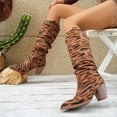 thumbnail image 4 of SACFOF Womens Classic Tall Knee High Block Heel Fashion Boots Animal Print Pointed Toe Chunky Heel Shoes, 4 of 7