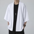thumbnail image 6 of Razzly Men's Cardigan Solid Drop Shoulder Kimono Jacket Open Front Cloak Fashion Layering for Every Occasion(White,3XL), 6 of 6