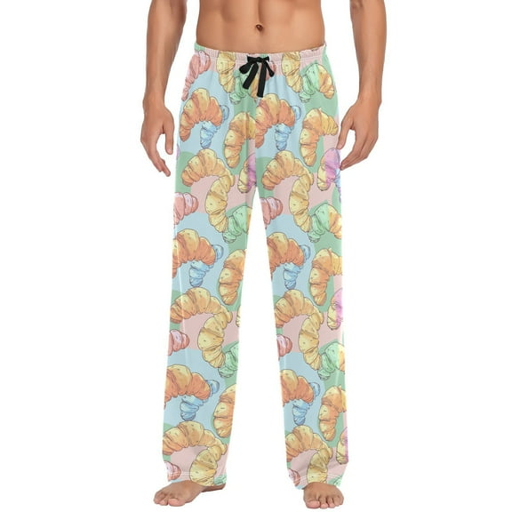 Cartoon Croissants Men's Pajama Pants with Pocket Lounge Pants Pajama Sleep Pant Pj Comfortable