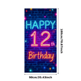thumbnail image 2 of Neon Style 12th Birthday Banner Happy Birthday Background Decoration for Birthday Party Photography Props Decor Backdrop Party Supplies, 2 of 6