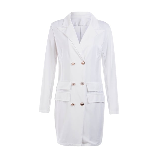 Diconna Chemise à Manches Longues pour Femmes Col en V Manteau long à Double Boutonnage