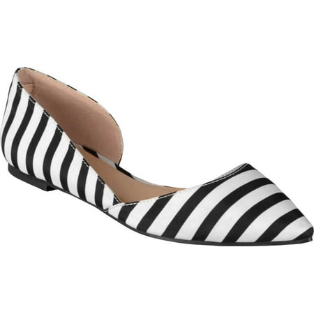 

Women s Journee Collection Cortni Pointed Toe D Orsay Flat Stripe Faux Leather 7 W
