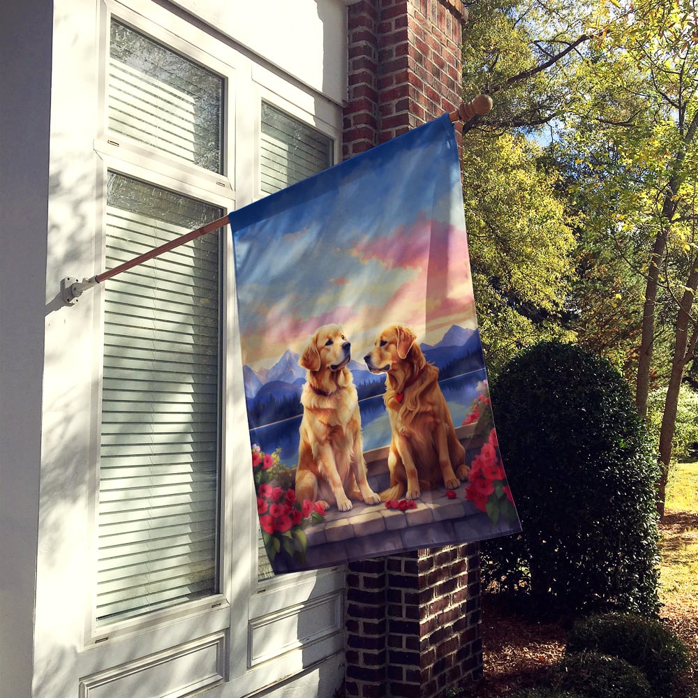 Golden Retriever Two Hearts House Flag 28 in x 40 in