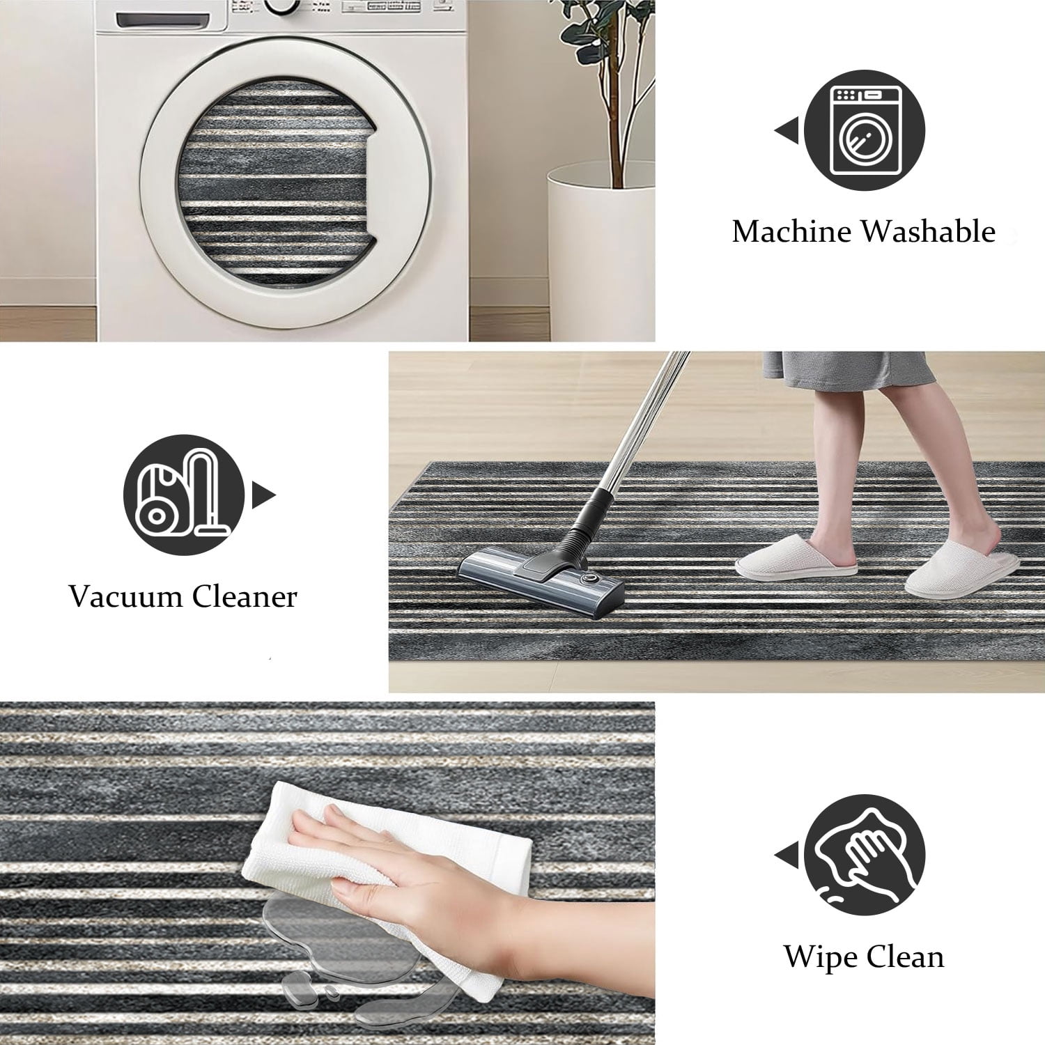 3 Piece Kitchen Rug Set, Non-Slip And Washable, Abstract Pattern Kitchen Hallway Rug, Soft And Comfortable, Suitable For Sinks, Floors, Entrances, Hallways and Bathrooms