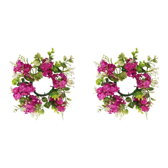 2PCS Candle Rings Wreaths - Mini Artificial Eucalyptus & Greenery Garland for Pillar Candles, Farmhouse Wedding Centerpiece, Boho Table Decor, Seasonal Home & Party Decoration