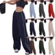 thumbnail image 5 of Pantalones cargo retro con múltiples bolsillos para mujer: cintura baja, cordón, hebilla tipo «pig nose», mezcla de algodón, corte recto holgado, 5 of 8