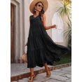 thumbnail image 5 of Women Solid Color Casual Midi Dress Black XXL, 5 of 8