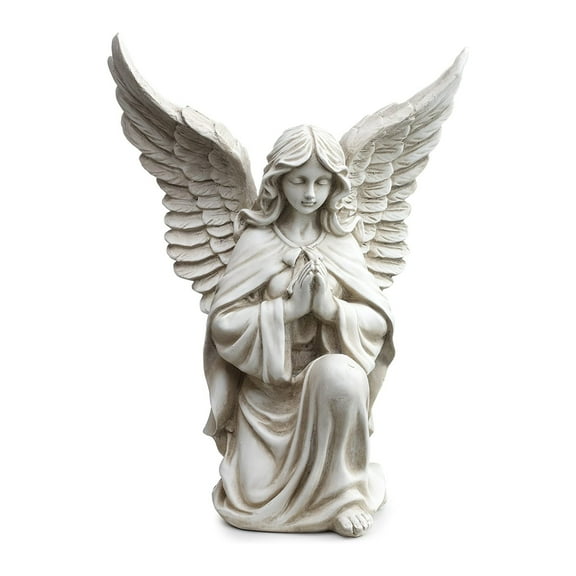 Napco 13.25 In Resin Praying Angel in Kneeling Pose Outdoor Garden Statue