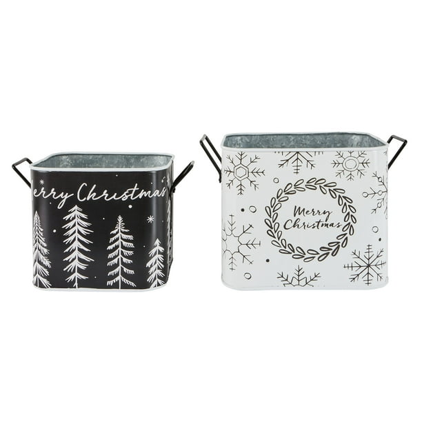 Holiday Time Black and White Nested Metal Baskets, 12.75 inch, 2 Piece ...