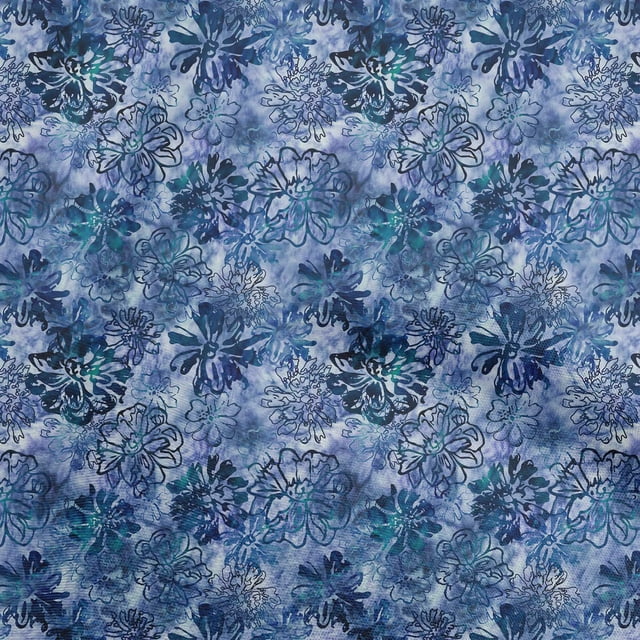oneOone Georgette Viscose Medium Blue Fabric Abstract Floral Sewing Craft Projects Fabric Prints By Yard 42 Inch Wide