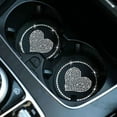thumbnail image 3 of 2PACK Black Sparkly Rhinestone Car Cup Mat 2.75 Inch Universal Fit High Elasticity AntiScratch Decor for Women Interior Car Accessories and Home Office, 3 of 7