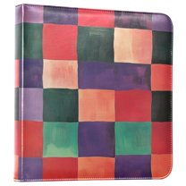 FORMRS 3 Ring Photo Album 4"x6" Self Adhesive Large Capacity PU Leather Cover, Red and Purple Plaid Pattern