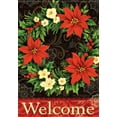 thumbnail image 2 of Poinsettia Welcome Wreath House Flag Christmas Double Sided Holiday 28" x 40", 2 of 3