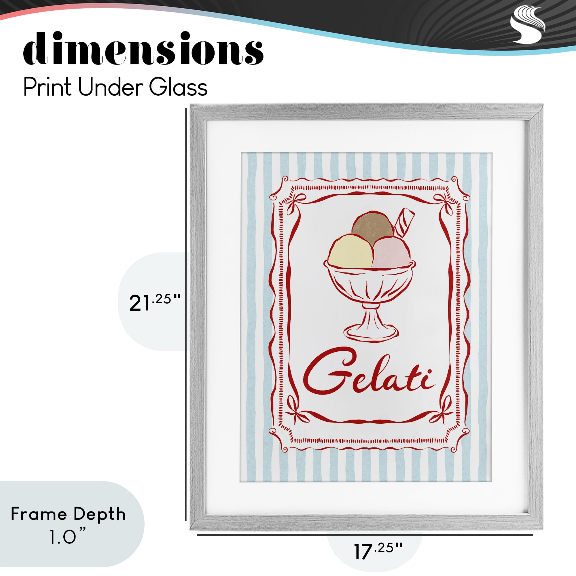 Stupell Industries Italian Summer Gelati Gray Framed Print Under Glass, design by Miriam Wood