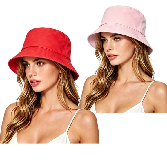 zrova 2 Pack Bucket Hats for Women & Men, Summer Sun Hat for Travel, Beach, Outdoor Activities - Unisex Adjustable Cap