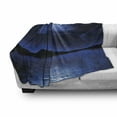 thumbnail image 3 of Night Soft Flannel Fleece Blanket, Fantasy Moon and Clouds over Calm Water Seascape Dramatic Cloudy Dark Sky, Cozy Plush for Indoor and Outdoor Use, 50" x 70", Navy Blue White Black, by Ambesonne, 3 of 6