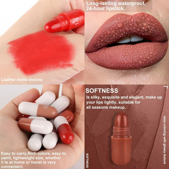 Mini  Lipstick Set  Makeup Lipstick Pills 18 Color Mini  Lipstick Set Makeup Lipstick Pills Waterproof Long Lasting Matte Lipstick Lip Stain Set
