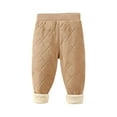 thumbnail image 3 of Loopsun Kids Fall Winter Long Pants, Toddler Quilted Pants, Boys and Girls Fleece Thickened School Uniform Inner Wear Warm Leggings Long Pants Khaki, 15-16Years, 3 of 5