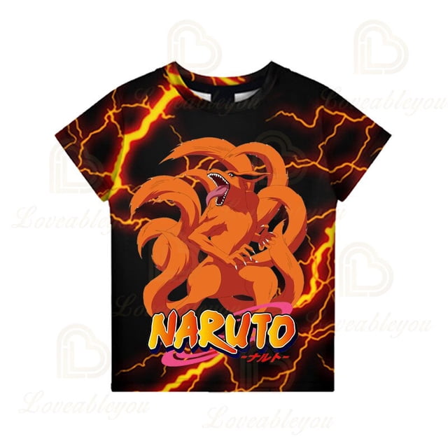 Naruto T-shirt Uchiha Sasuke Cartoon Anime Tees Tops Teen Clothes Kids Boys Girls Round Neck T-shirt 3D Harajuku TshirtAdults XL(55-60kg) Gao Jinjia LED